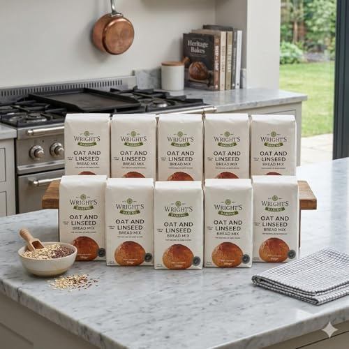 Oat & Linseed Bread Mix 10X500g quality flour for Machine or Hand Baking - Baking Success Guaranteed - Suitable for Vegetarians