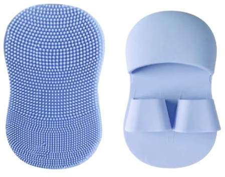 Brosse de nettoyage du visage en silicone avec bout des doigts, brosse douce pour exfoliation, élimination des points noirs, massage de la peau pour homme et femme (bleu clair, taille unique)