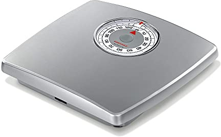 Soehnle Analog Loupe Personenwaage, Silber, Waage mit Einer Tragkraft von 130 kg, Personenwaage mit 1 kg Teilung, Körperwaage für Gute Standsicherheit