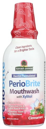 Nature's Answer Rince-bouche sans alcool PerioWash Cinna Mint - Formule à la cannelle et à la menthe - 473 ml