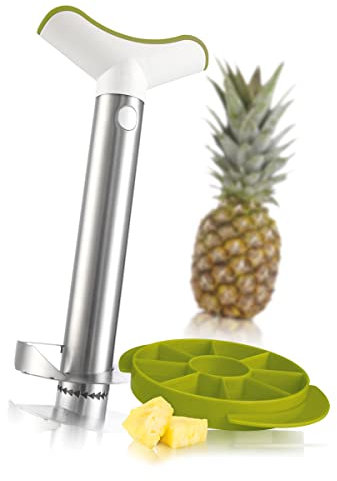 Vacu Vin 48723 2-in-1 Pela ananas, snocciolatore e affettatrice, acciaio inossidabile