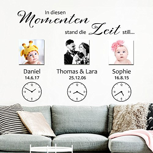 Grandora W5430 Wandtattoo Spruch In diesen Momenten… I weiß 120 x 85 cm I 3 Wunschdaten Wohnzimmer Flur Aufkleber Wandaufkleber Wandsticker