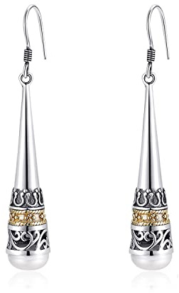 Real 925 Sterling Silver Vintage Drop Earring with Natural 6mm Freshwater Pearl Earrings for MetJakt Women's Fine Jewelry (Pearl)