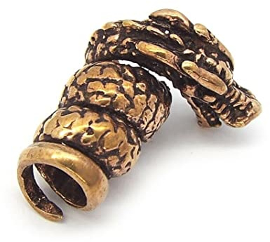 Dragon Head Viking Celtic Beard Hair Bead (6mm hole, made from Solid Bronze)