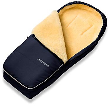 Hofbrucker Alaska - Saco de abrigo de piel de cordero para cochecito y silla de paseo azul marino