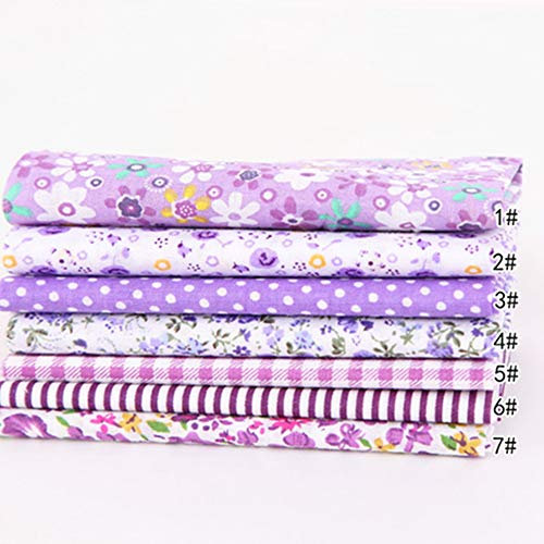 Egurs Klassisch DIY Handwerk Patchwork 8 Stück Baumwollstoff Stoff Paket Stoffreste Nähstoffe Lila 25 * 25cm