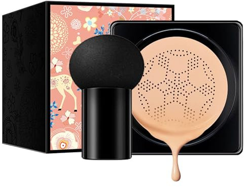 Mushroom Head Air Cushion Foundation CC Cream Water Feeling Flawless BB Cream Moisturizing Oil Control, Lightweight & Smoothing Natural Concealer (Natural)