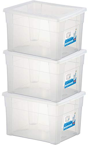 3 x Aufbewahrungsbox Deckel 20L 39x29x24cm transparent Kunststoff Box Büro