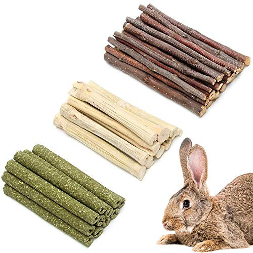 Zfdg Kanintänder Slipleksak - 3 Typer Av Tuggpinnar, Söt Bambu Tuggleksaker för Kanin, Hamster, Chinchillor, Marsvin, Gerbils (300 g)