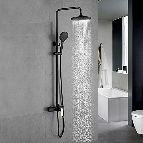 ALYHYB Badezimmer-Duschmischer-Set, Handheld-Dusche mit verstellbarem 8Overhead-Regen-Duschhähne, Wasserhahn mit Mehreren Auslassmethoden, dreieinstellte Handdusche, Full-Kupfer-Backlack-Set