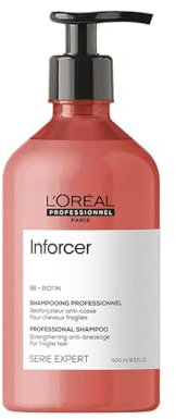 L'Oréal Professionnel Inforcer Shampoo | Für schwaches und brüchiges Haar | Bietet Kraft und beugt Haarbruch vor | Mit Biotin | 50 ml