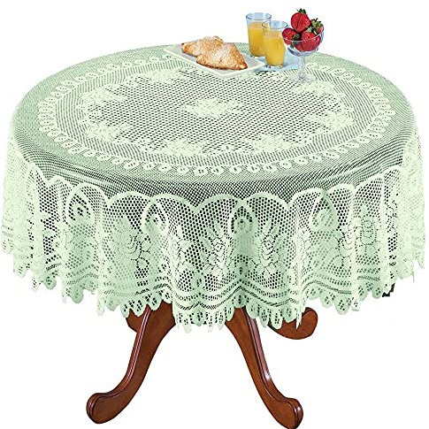 BMIDRUT Vintage Häkeldeckchen Häkeln Tischdecken Spitze Deckchen Tischdecken Tischdeckchen Abdeckung Hochzeit Home Party Küche Dekoration (Grün, Runden 180 cm)