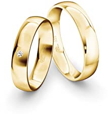 JC Trauringe Gelbgold 333 Paarpreis Eheringe Gold | Verlobungsringe Gold breit 4,5 mm I Partnerringe mit Gravur in edler Schatulle I 2 Hochzeitsringe Herrenring & Damenring mit Stein
