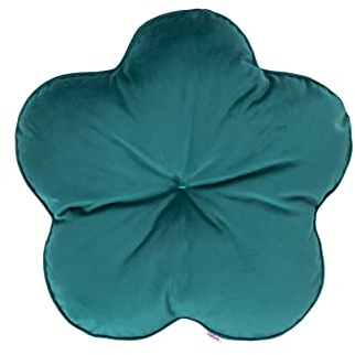 beties - Samt&Sonders Serie - Kissen Blume ca. 50 Ø cm; Blümchen-Kissen, Bodenkissen, Sitzkissen, Wohndekoration & Plüsch-Wurfkissen für Bett, Sofa, Sessel zur Deko-Stofftiere (Petrol)
