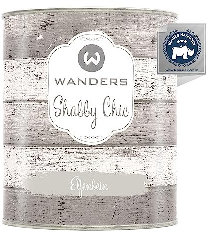 Wanders Shabby Chic Kreidefarbe 750 ml - Elfenbein/Sehr Helles Beige - Küchenmöbellack und Möbelfarbe ohne Schleifen. Chalk Paint, für Holz & mehr. Hohe Deckkraft, schnell trocknend
