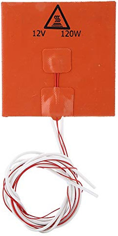 Beheiztes Bett, Zubehör für 3D Drucker Silikon Heizbett Heizbettplattform mit Heizkissen Kabelleitung (12V 120W 120 * 120mm)