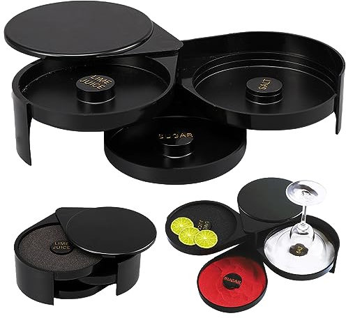 Jorzer Margarita Salz Rimmer Set 3-tierende Glas Rimmer Cocktail Salz Plastik Rimmer Schale zum Halten von Limettensaft, Zucker, Stabsalz Rimmer Set Getränke Barkeeper Werkzeug