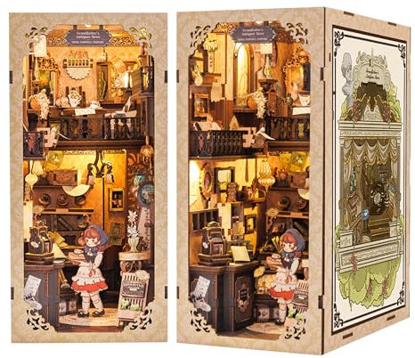 CUTEBEE Book Nook Kit - DIY Puppenhaus Häuser, Miniatur Haus Selber Bauen mit LED-Beleuchtung | Kreatives Set für Bücherregal Dekor | Bausatz für Erwachsene Geschenk (Grandfather's Antiques Store)