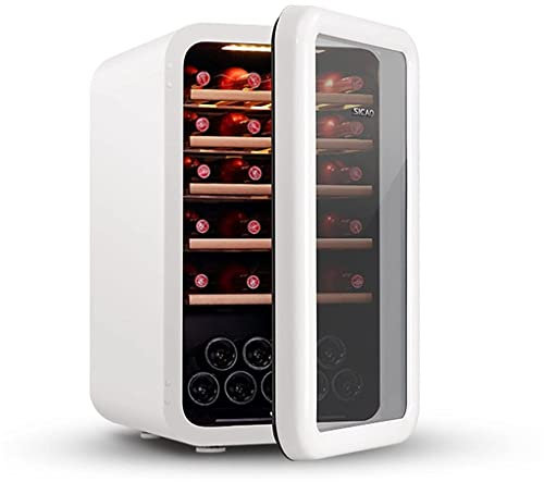 UsmAsk Cantinetta per Vino da 35 Bottiglie, Cantina per Vini Indipendente, Display Digitale a Temperatura costante, Frigorifero retrò, Bar per Bevande (Bianco 48,5 * 64 * 82,7 cm)