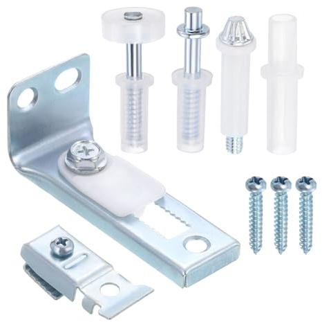 sourcing map Kit de Réparation pour Quincaillerie de Porte Pliante, Lot de 2, Comprenant Un Support Supérieur et Inférieur, Une Charnière de 3/8, Une Roulette de Guidage de 7/8