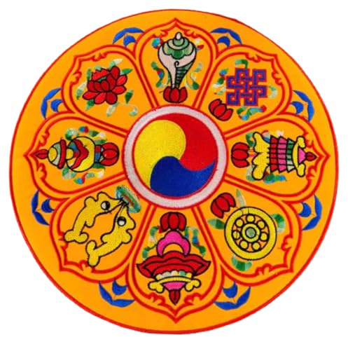 Handmade Nepalese Buddha Sound Bowl Cushion - Yellow 5.1 Inch Singing Bowl Pad with Traditional Embroidery for Meditation and Sound Healing Bowl Pad Singing Mat