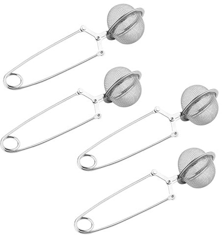 4 Stück Teesieb Teeei für Losen Tee Gewürzei Teesieb Edelstahl Tee Sieb mit feinem Netz Tee Ei mit Griff Kann zum Klemmen Verwendet Werden Tee Gewürzen usw