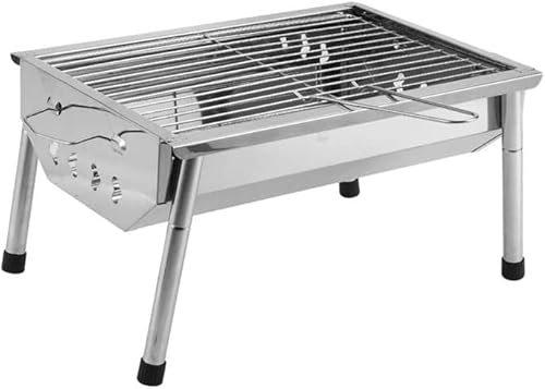 MYVVKIA Parrilla de Barbacoa Plegable Gruesa, Horno de carbón para Exteriores, Parrilla de Barbacoa de Acero Inoxidable, Parrilla de Humo para Barbacoa, Mini Parrilla Kebab
