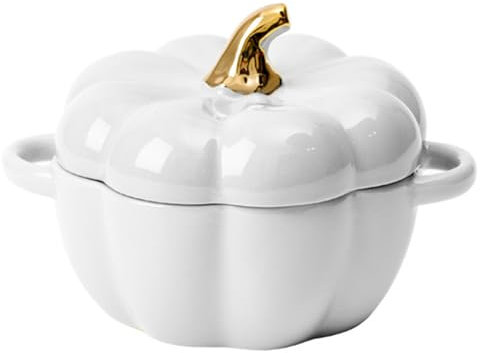 BURLOE Kürbis Suppenschüssel, Nicht Stick Keramik Dish Mode Kreative Geschirr Dessert Obst Suppe Schüssel Eintopf Topf Form Vorratsglas Kürbis Tassen Müslischalen,Weiß
