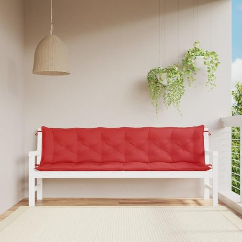 LAPOOH Gartenbank-Auflagen 2 STK. Rot 200x50x7 cm Oxford-Gewebe, Terrassenmöbel, Wetterfeste Bank, Outdoor Bank, Parkbank, Garten Banken, Deko Bank, Gartenmöbel - 361741