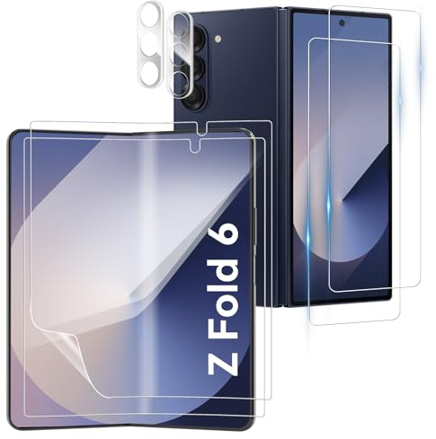 Olycism Lot de 2 Protection d'écran Compatible pour Samsung Galaxy Z Fold 6 Matériau TPU antidéflagrant avec avec protecteur de lentille Pas de bulles Film d'écran HD (Uniquement pour Samsung Z Fold6)