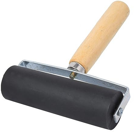 Rulli di Gomma, Rullo di Pressione, Rullo di Pressione in Gomma, Manico in Legno Rimovibile, Rullo di Colla, Rullo di Inchiostro per Stampa su Linoleum