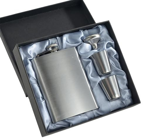 Furforstk fiaschetta tascabile 8 once fiaschetta per liquori 220 ml flask con Due bicchieri da vino, a Imbuto - Regalo Uomo - Regalo Uomo/Testimone