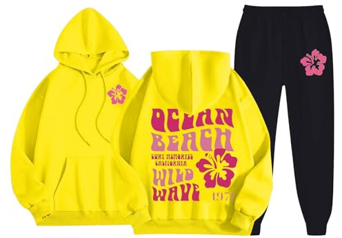 Fitness-Set für Damen, zweiteilig, Trainingsanzug, Sportbekleidung, Theorie, Overall für Damen, bequem, warm, lässig, sportlich, Set mit Kapuze und Hose für Joggen, Training, Zuhause, Fitness, Orange,