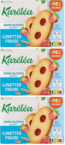 Karéléa - Lunettes Fraise - Sans Sucre Ajouté - Sans Huile de Palme - 175 g (Lot de 3)