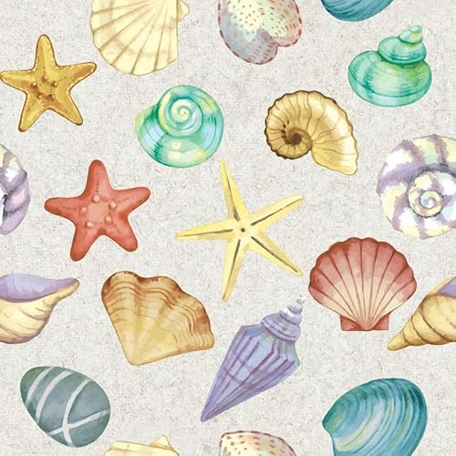 20 Servietten Maritim Bunte Muscheln als besondere Tischdeko. Papierservietten mit Motiv. Auch für Decoupage und Serviettentechnik 33x33cm