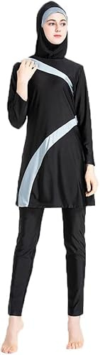 SUYUKU Muslimischer Badeanzug für Damen 3-teilige Muslimische Bademode Hijab Anzug Frauen islamischer Badeanzug Langarm Schwimmen Burkini Kostüm UV-Schutz Bademode Anzug S - 6XL