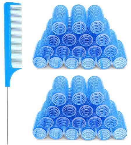 18pcs Self Grip Small Hair Curlers Set, Heatless Rollers Hair Curler Nylon Roller Set with Rat Tail Comb Hairdressing Tools for Women Salon Hairdressing Curlers Rollers