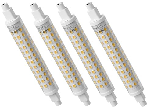 R7S LED 118mm Lampadina 10W Dimmerabile, Luci di inondazione tipo J a doppio attacco (100W Alogeno T3 Equivalente), Lampade Lineare 1000 Lm 360 Gradi, Confezione da 4 (Bianco Naturale 4000K)