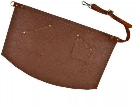 SLEDEZ Demi-tablier de Chef Barista, tablier court en cuir à taille (Style 1), Marron