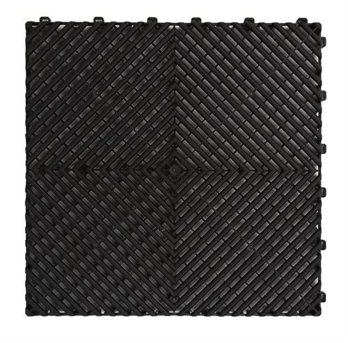 ZMCGNO Losetas de plástico for Suelo de Garaje con ventilación y Enclavamiento Modular, Alfombrilla de PVC PP for Suelo de Garaje(Black)
