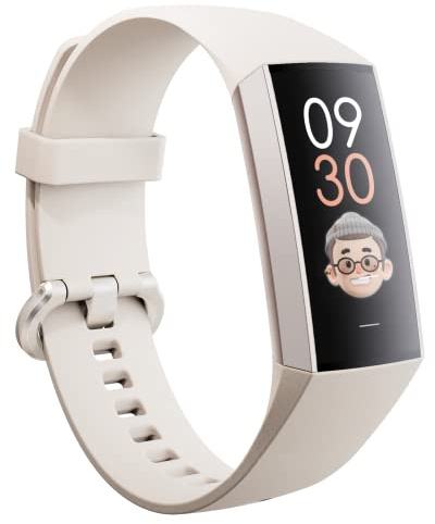 Fitnessuhr Damen Herren AMOLED-Display Fitness Tracker mit Benachrichtigung Schrittzähler Uhr Smartwatch Damen mit Herzfrequenz-/Blutdruckmessung Schlafmonitor Sportmonitor für Android iOS,Weiss