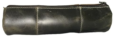 MILITARIA STUFFS Federmäppchen aus Leder im Vintage-Stil, Vollnarbenleder, mit Reißverschluss, Stifteetui für Arbeit und Büro, Werkzeugtasche, kleine Werkzeugtasche (grün)