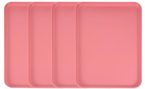 sourcing map Lot de 4 plateaux de service rectangulaires en plastique, 38,1 x 27,6 cm, pour cuisine, restaurant, café, fruits, hamburger, dessert, rouge
