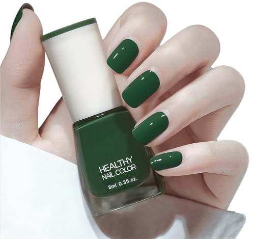 Green Nail Polish, Dark Green Nail Varnish, Quick Dry Breathable Long Lasting Matte Nail Polish, No UV Needed Home Nail Art Manicure for Women