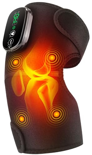 Rodillera Térmica Inalámbrica, Rodillera Térmica con Pantalla Táctil, Almohadilla Térmica para Hombro/Codo con 5 Niveles de Calor, 5 Modos de Vibración, 4 Motores Integrados, Batería de 5000mAh