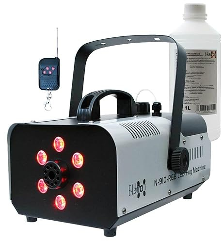 E-Lektron N-910-RGB Nebelmaschine 900W mit LED-Beleuchtung und Funk-Fernbedienung (N-910-RGB inkl. 1L Fluid)