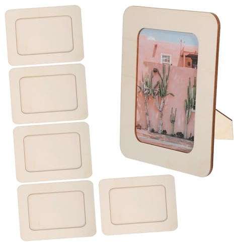 SHINEOFI 6 Pcs Unfinished Wooden Picture Frames Boxwood DIY Craft Photo Frames with Smooth Surface and Sturdy Wood for Home Decoration and Painting Projects