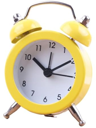 Reloj despertador analógico de doble campana con movimiento de cuarzo, caja de metal, lente de vidrio y cara de PVC, funciona con pilas, funcionamiento nocturno silencioso para uso en dormitorio