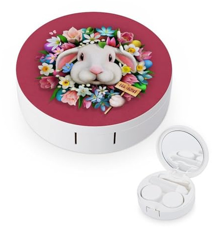 fkgvwo Contact Lens Container Red Bunny Travel Contact Lens Box with Mirror Tweezers Solution Bottle