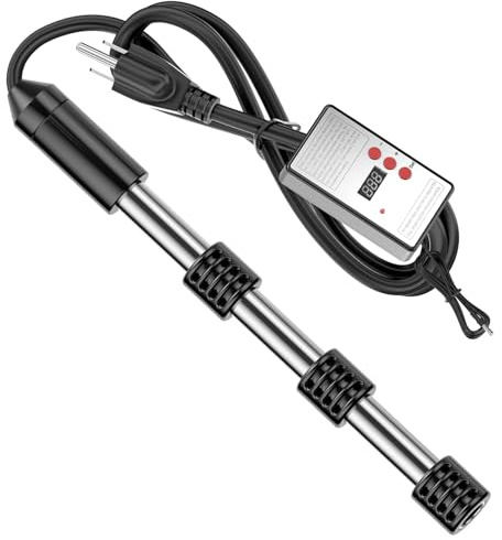 2000W Portable Immersion Water Heater with Thermostat & Delayed Start - Rapid Heating for Hot Tubs, Bathtubs, Buckets & Mini Pools - Stainless Steel Guard, Real-Time Digital Display
